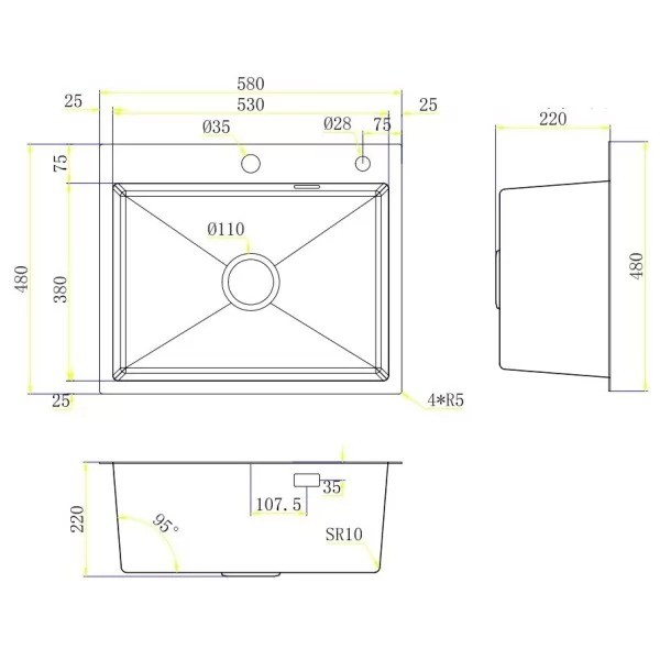 Мойка кухонная BLANTEK LS-5848H Honeycomb texture текстура нержавеющая сталь Мойка кухонная BLANTEK LS-5848H Honeycomb texture текстура нержавеющая сталь