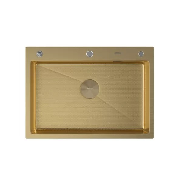 Мойка кухонная Arfeka ECO AR 700*500 POP-UP GOLD PVD NANO DECOR Мойка кухонная Arfeka ECO AR 700*500 POP-UP GOLD PVD NANO DECOR
