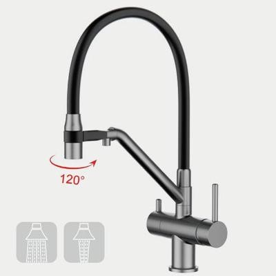 Смеситель Gappo G4398-89 (оружейная сталь + чёрный) Смеситель Gappo G4398-89 (оружейная сталь + чёрный)