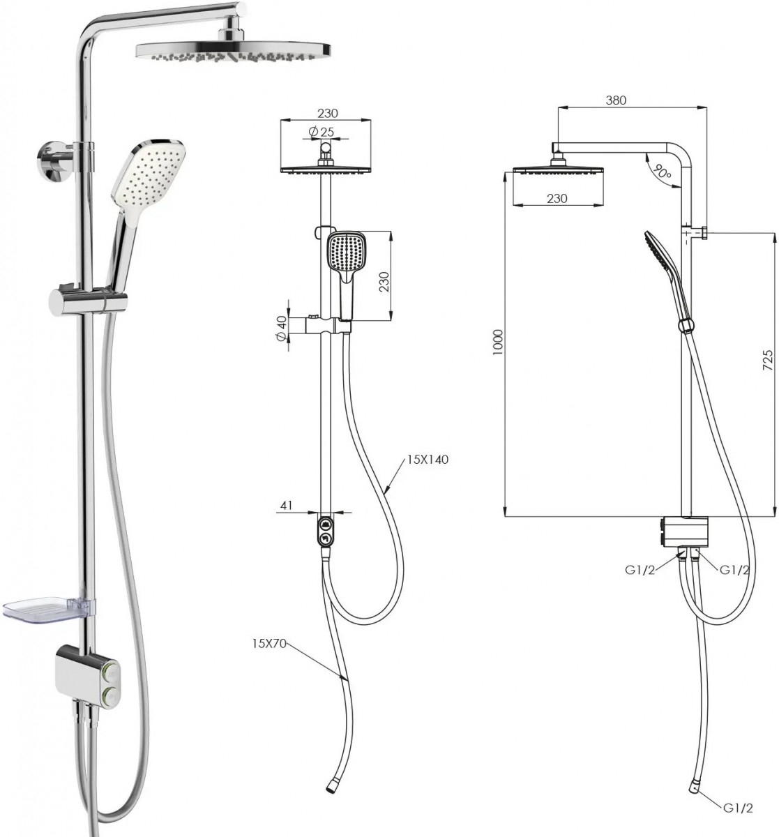 Душевая стойка Teska Tena DR2920C хром Душевая стойка Teska Tena DR2920C хром