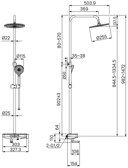 Душевая система iddis Shelf SHESBBTi06 хром Душевая система iddis Shelf SHESBBTi06 хром