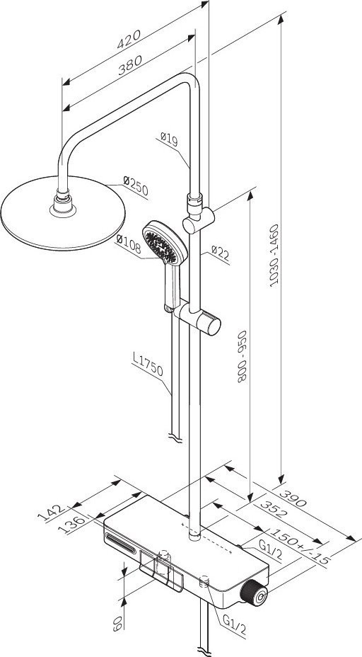 Душевая система со смесителем AM.PM Above F079X722 Душевая система со смесителем AM.PM Above F079X722