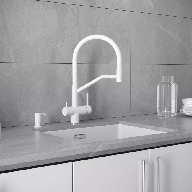 Смеситель для кухни Paulmark Rubert Ru213175-WH под фильтр, белый матовый Смеситель для кухни Paulmark Rubert Ru213175-WH под фильтр, белый матовый