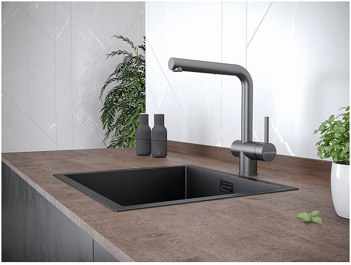 Смеситель для кухни PAULMARK Dosse Do214418-GM вороненая сталь Смеситель для кухни PAULMARK Dosse Do214418-GM вороненая сталь