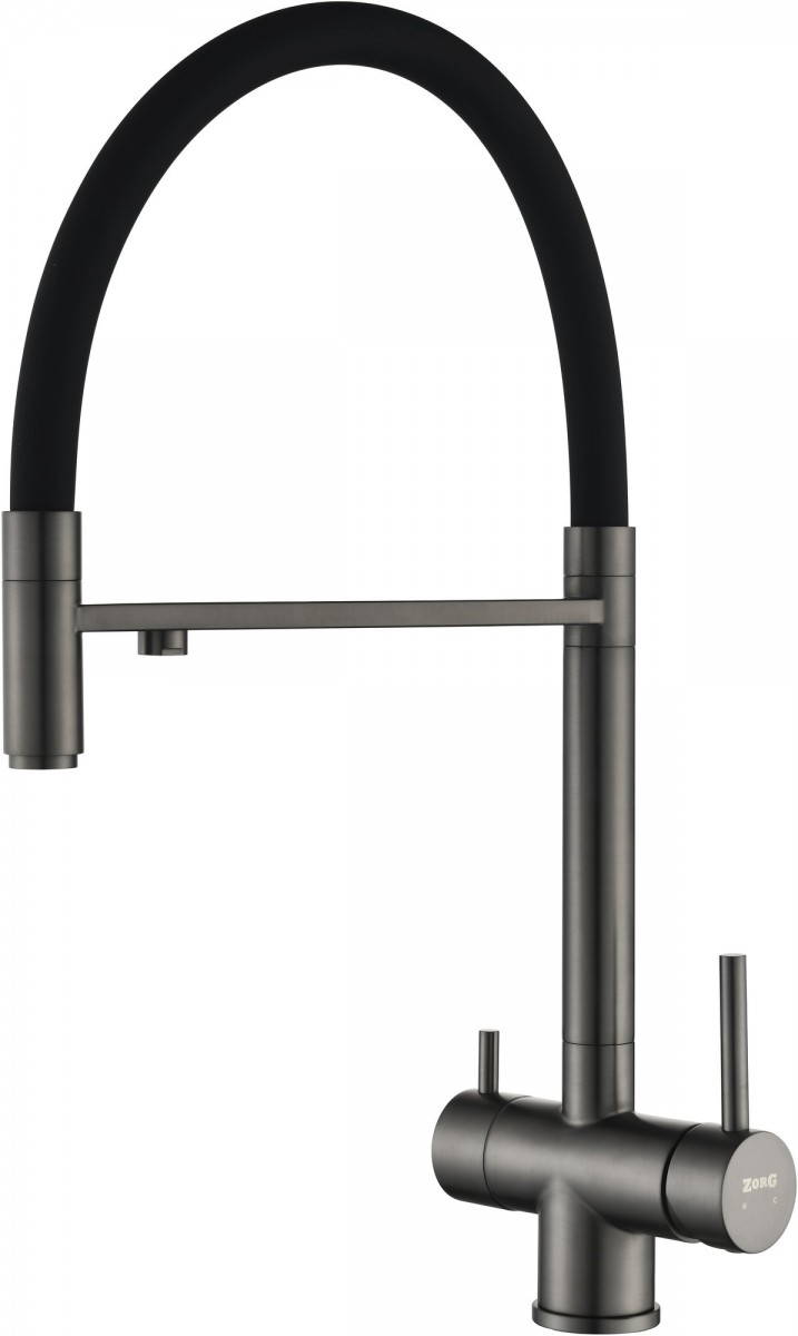 Смеситель для кухни Zorg Asgard Premium PVD Gunblack с подключением фильтра, оружейная сталь/черный Смеситель для кухни Zorg Asgard Premium PVD Gunblack с подключением фильтра, оружейная сталь/черный
