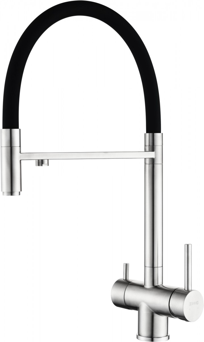 Смеситель для кухни Zorg Asgard Satin Premium с подключением фильтра, сатин/черный Смеситель для кухни Zorg Asgard Satin Premium с подключением фильтра, сатин/черный