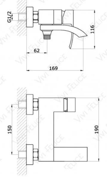 Смеситель для ванны Vivi Felice 1040 N Nero Opaco черный матовый Смеситель для ванны Vivi Felice 1040 N Nero Opaco черный матовый