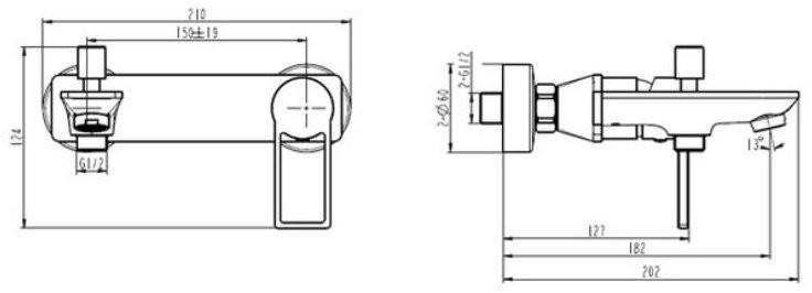 Смеситель для ванны Caprigo Kub 54-011-ner черный матовый Смеситель для ванны Caprigo Kub 54-011-ner черный матовый