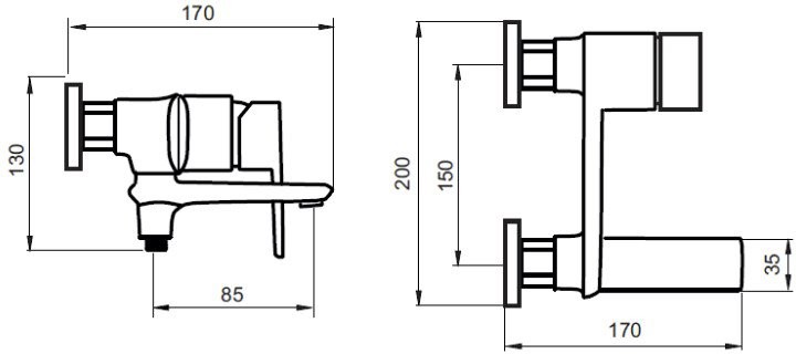 Смеситель для ванны Ahti Ulvila UL405001 хром Смеситель для ванны Ahti Ulvila UL405001 хром