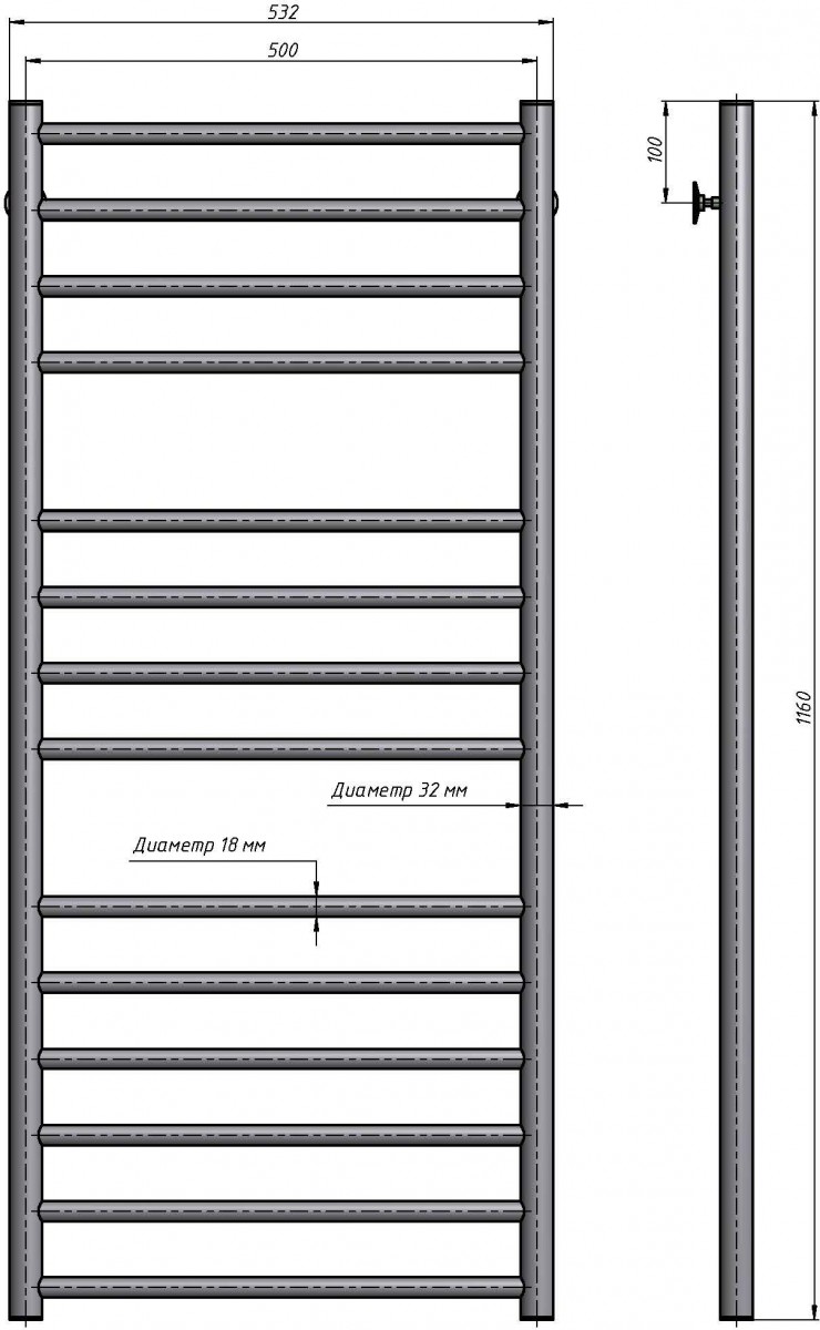 Полотенцесушитель водяной Stinox Toscana Luxe 50x120 Полотенцесушитель водяной Stinox Toscana Luxe 50x120
