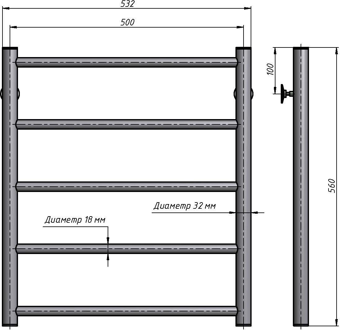 Полотенцесушитель водяной Stinox Toscana 50x60 черный матовый Полотенцесушитель водяной Stinox Toscana 50x60 черный матовый
