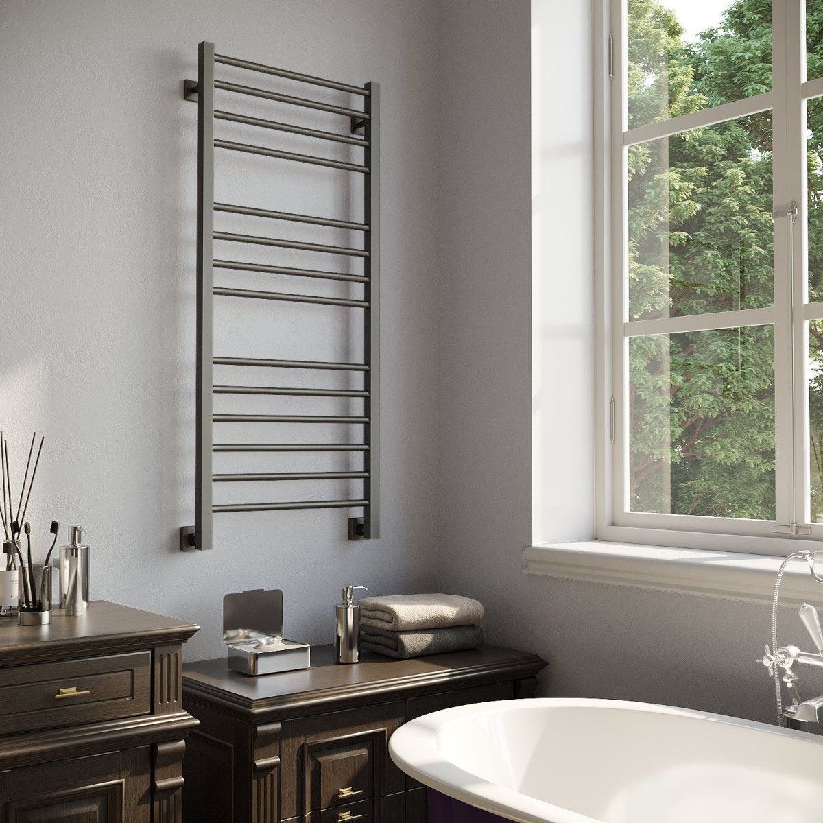 Полотенцесушитель водяной Stinox Classic Luxe 50x120 черный матовый Полотенцесушитель водяной Stinox Classic Luxe 50x120 черный матовый