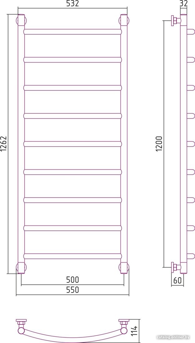 Полотенцесушитель Сунержа Галант+ 1200x500 071-0200-1250 Полотенцесушитель Сунержа Галант+ 1200x500 071-0200-1250