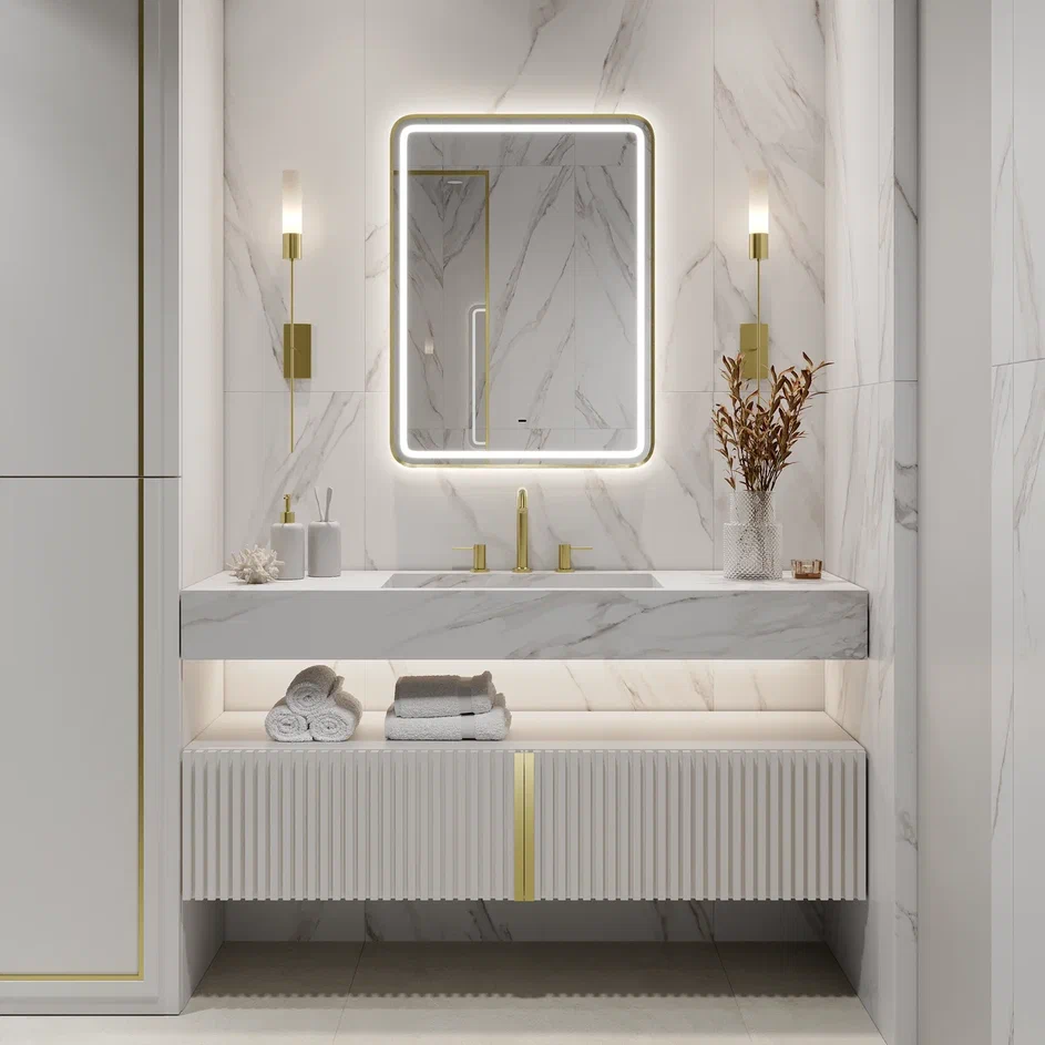 Зеркало Континент Aliro Gold LED 60x80 золотое Зеркало Континент Aliro Gold LED 60x80 золотое