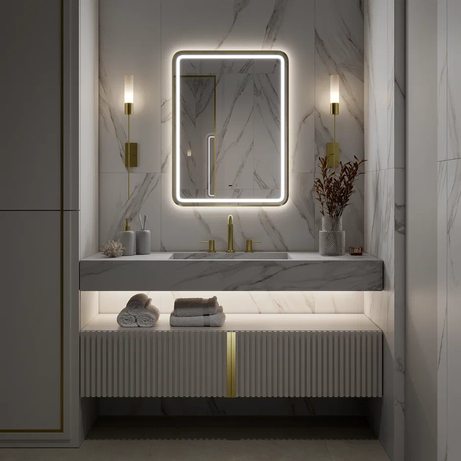 Зеркало Континент Aliro Gold LED 60x80 золотое Зеркало Континент Aliro Gold LED 60x80 золотое