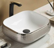 Умывальник CeramaLux 78321 (белый/серебристый) Умывальник CeramaLux 78321 (белый/серебристый)