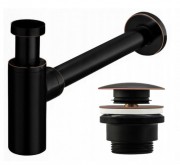 Сифон с донным клапаном универсальным Rea old black A8536
