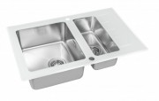 Мойка кухонная со стеклом ZorG GS 7850-2 white Мойка кухонная со стеклом ZorG GS 7850-2 white