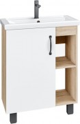 Тумба напольная Grossman Флай 60 дуб сонома / белая (для умывальника Фостер-60)