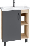Тумба напольная Grossman Флай 60 дуб сонома / серая (для умывальника Фостер-60)