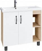 Тумба напольная Grossman Флай 80 дуб сонома / белая (для умывальника Фостер-80)