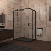 Душевой уголок Veconi RV-14 120x90 стекла прозрачные, профиль черный матовый