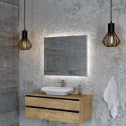 Зеркало Benetto Белладжио 100x80 с LED-подсветкой, профиль серебро Зеркало Benetto Белладжио 100x80 с LED-подсветкой, профиль серебро