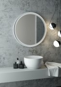 Зеркало Континент Planet White LED D800 ореольная теплая подсветка и Б/К сенсор