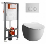 Унитаз подвесной Vitra Sento L-Box 9830B003-7207 инсталляция с клавишей, унитазом и сиденьем Унитаз подвесной Vitra Sento L-Box 9830B003-7207 инсталляция с клавишей, унитазом и сиденьем