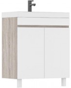 Тумба напольная Volna Conty 70.2D с умывальником Lake белый глянец/дуб сонома Тумба напольная Volna Conty 70.2D с умывальником Lake белый глянец/дуб сонома