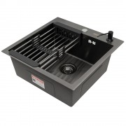 Мойка кухонная ARFEKA ECO AR 450*500 с коландером и дозатором BLACK Мойка кухонная ARFEKA ECO AR 450*500 с коландером и дозатором BLACK