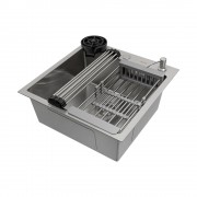 Мойка кухонная ARFEKA ECO AR 500*500 с омывателем стаканов, коландером, роллер-матом и дозатором SATIN Мойка кухонная ARFEKA ECO AR 500*500 с омывателем стаканов, коландером, роллер-матом и дозатором SATIN
