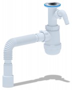 Сифон АНИ Грот 1 1/2"*40 с отводом для стиральной машины, с гибкой трубой 40*40/50