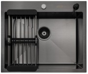 Мойка кухонная ARFEKA ECO AR 600*500 с коландером и дозатором BLACK Мойка кухонная ARFEKA ECO AR 600*500 с коландером и дозатором BLACK