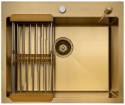 Мойка кухонная ARFEKA ECO AR 600*500 с коландером и дозатором GOLD Мойка кухонная ARFEKA ECO AR 600*500 с коландером и дозатором GOLD