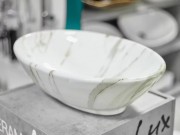 Умывальник накладной CeramaLux D1147-505(340) 52x34 белый под мрамор Умывальник накладной CeramaLux D1147-505(340) 52x34 белый под мрамор