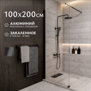 Душевая стенка Saniteco Walk-In SN-W8TB100 (100x200, прозрачное стекло, черный профиль) Душевая стенка Saniteco Walk-In SN-W8TB100 (100x200, прозрачное стекло, черный профиль)