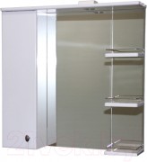 Шкаф с зеркалом для ванной СанитаМебель Камелия-12.75 Д2 (левый, белый) Шкаф с зеркалом для ванной СанитаМебель Камелия-12.75 Д2 (левый, белый)