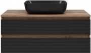 Тумба под умывальник Brevita Dakota 80 подвесная, черный/темное дерево Тумба под умывальник Brevita Dakota 80 подвесная, черный/темное дерево