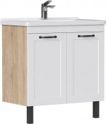 Тумба напольная под умывальник Equil Lago 80.2D белый/дуб сонома Тумба напольная под умывальник Equil Lago 80.2D белый/дуб сонома