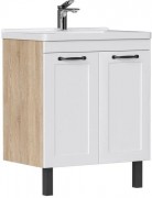Тумба напольная под умывальник Equil Lago 60.2D белый/дуб сонома Тумба напольная под умывальник Equil Lago 60.2D белый/дуб сонома