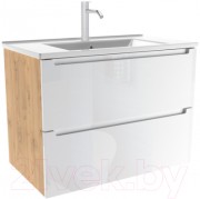 Тумба с умывальником ЗОВ Дион 70 D70LHO0M9003GKV5-OL70 (белый глянец/дуб) Тумба с умывальником ЗОВ Дион 70 D70LHO0M9003GKV5-OL70 (белый глянец/дуб)