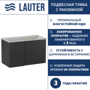 Тумба с умывальником Lauter Nelli 90 (антрацит п/мат/бело-серый)