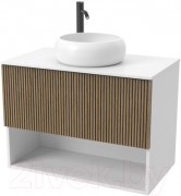 Тумба под умывальник ЗОВ Кито-2 60 2K60LW0MRMC-LDSPW (белый/тростник)