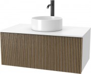 Тумба под умывальник ЗОВ Кито 70 K70LW0MRMC-LDSPW (белый/тростник)