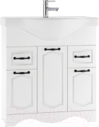 Тумба под умывальник Домино Классика 80 Rich с 2 верхними ящиками (белое дерево) Тумба под умывальник Домино Классика 80 Rich с 2 верхними ящиками (белое дерево)