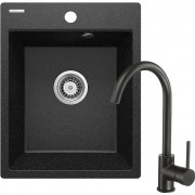 Мойка кухонная Deante Corio ZRCB2103 40x50 графит с сифоном и смесителем Мойка кухонная Deante Corio ZRCB2103 40x50 графит с сифоном и смесителем