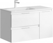 Тумба подвесная Aqwella Accent 90 с умывальником белая левая