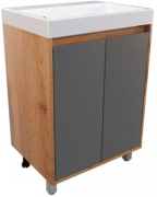 Тумба под умывальник Vako Смарт Слим 60 с полочками, темный пепел Тумба под умывальник Vako Смарт Слим 60 с полочками, темный пепел