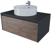 Тумба подвесная Axus Бурэ 80 темно-серый / дерево